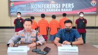 Konferensi Pers Polres Bangka Barat Amankan 5 Orang Pelaku Operasi Peti Menumbing 2022