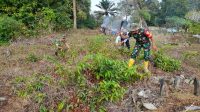 Sambut Ruwahan, Anggota Koramil 431-02/Mentok dan Masyarakat Desa Air Limau Gelar Gotong-royong Bersama