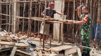 Tetap lestarikan Budaya Gotong Royong Babinsa Koramil 431-01/Jebus Gelar Pembinaan Teritorial