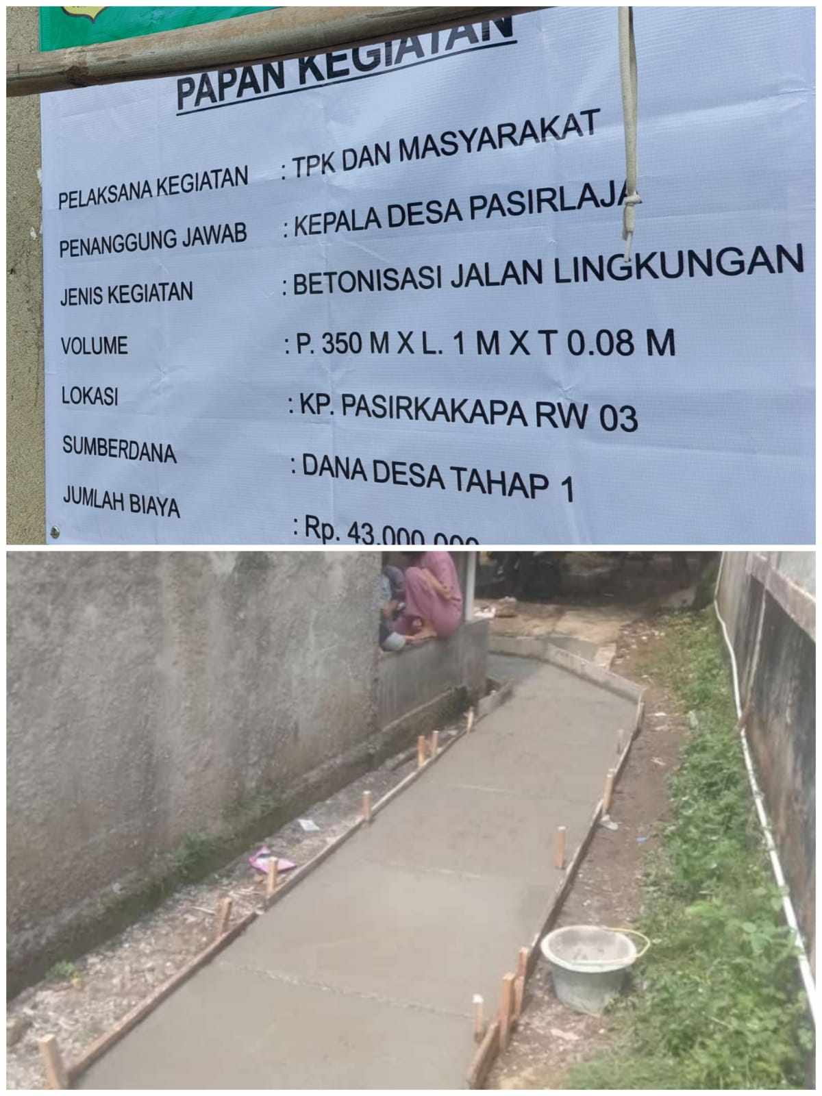 Kades Pasirlaja Lakukan Pembangunan Perdana Berupa Betonisasi Jalan Lingkungan 