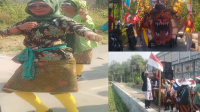 Mempeingati HUT RI KE 78 Tahun.Desa Karang dan Sekertaris Redaksi Ciber Mengikuti Pawai Karnaval Penuh Semangat