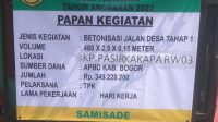 Proyek Betonisasi Jalan Desa Pasirlaja dari Program Samisade Tahap I telah Selesai Dikerjakan