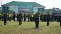 Danrem 102/Pjg beserta PJU dan Anggota Korem Ikuti Apel Gelar Kesiapan Pengamanan Pemilu 2024 melalui Vicon