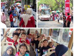 200 Anak Riang Gembira Naik Bus Wisata Bandar Grissee, Meriahkan Pasar Budaya Sidokumpul Gresik