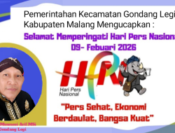 Iklan Ucapan Hari Pers Nasional Pemerintahan Kecamatan Gondang legi Kabupaten Malang