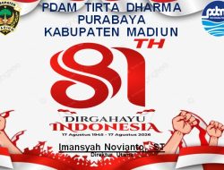 Perusahaan Daerah Air Minum Tirta Dharma Purabaya Kabupaten Madiun mengucapkan selamat memperingati HUT Kemerdekaan RI Ke – 81